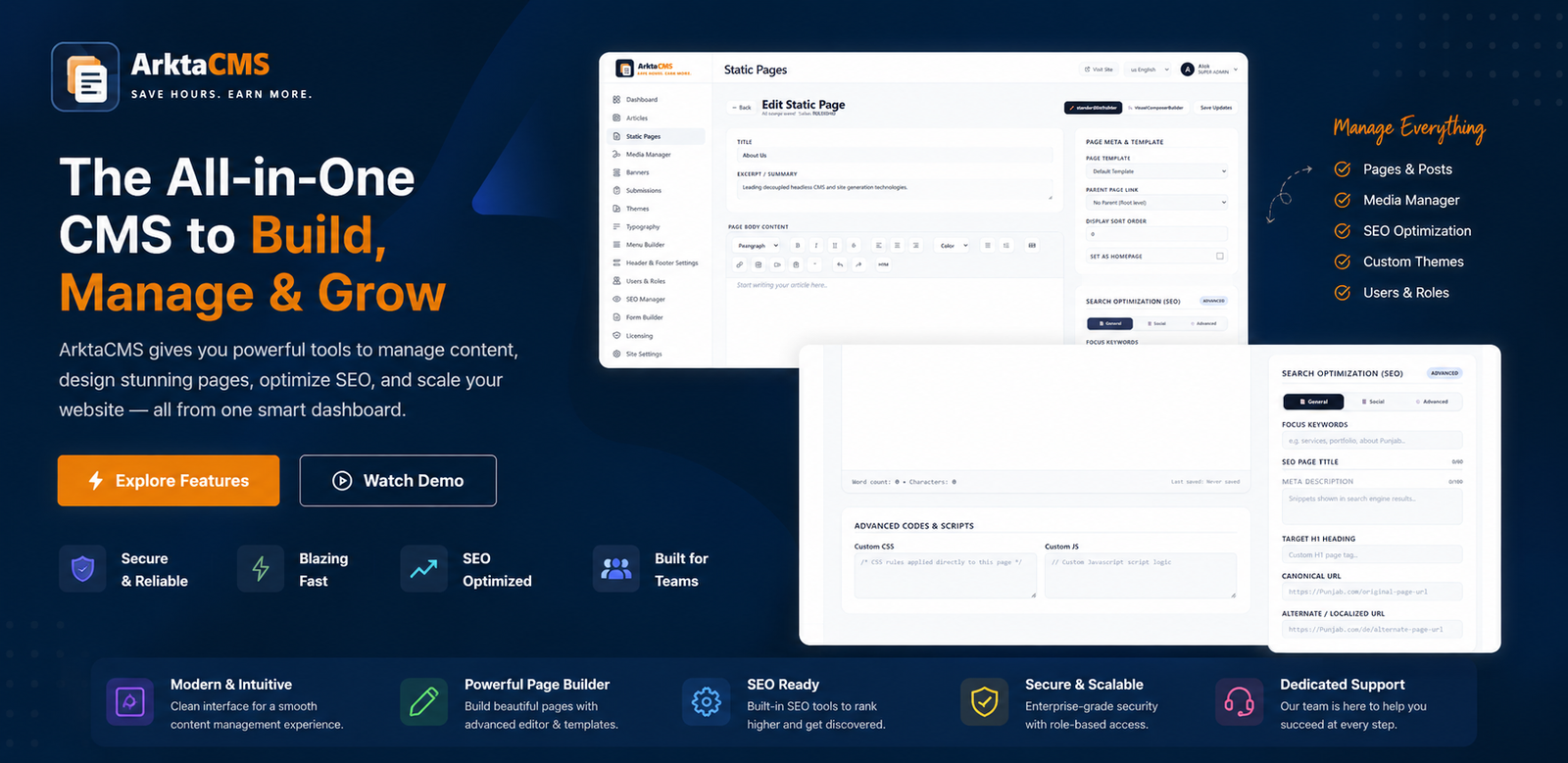 ArktaCMS Admin Dashboard